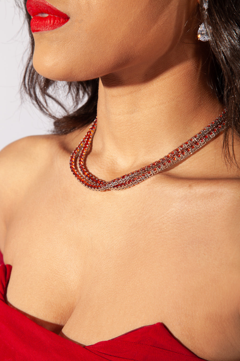 Crystal Tennis Necklace | Red